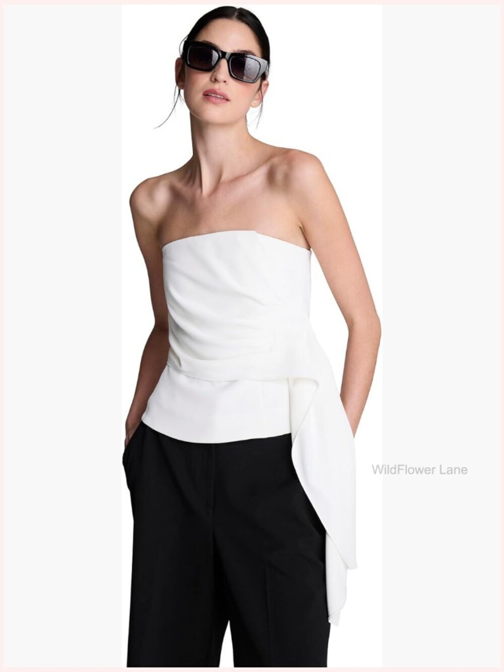 Strapless Side Tie Bustier Top - Lightweight Woven - Sleeveless